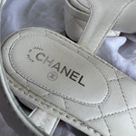 CHANEL Sandals White Chanel White Quilted Leather Sandals - 38 1/2 -Knockoff
