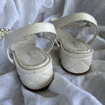 CHANEL Sandals White Chanel White Quilted Leather Sandals - 38 1/2 -Knockoff
