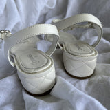 CHANEL Sandals White Chanel White Quilted Leather Sandals - 38 1/2 -Knockoff
