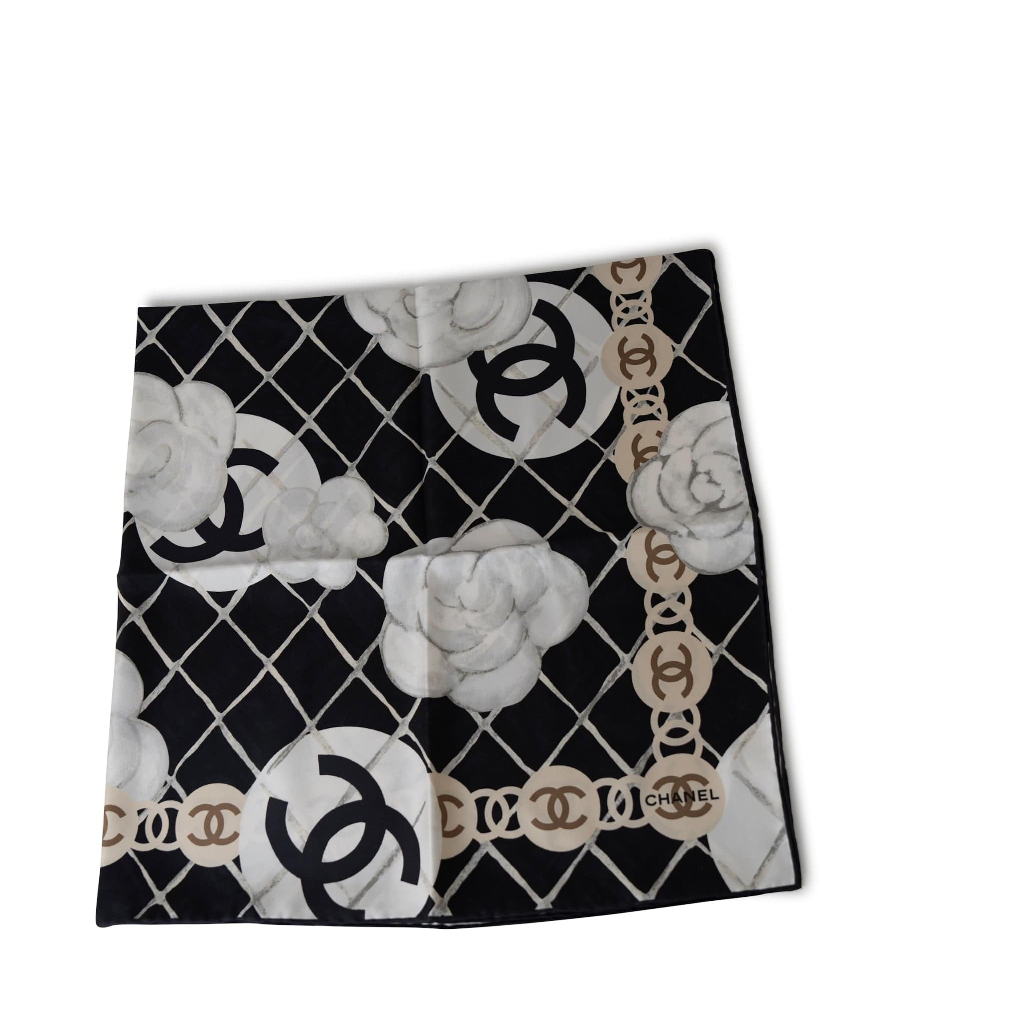 CHANEL Scarf Black CC Square Scarf Black -Knockoff
