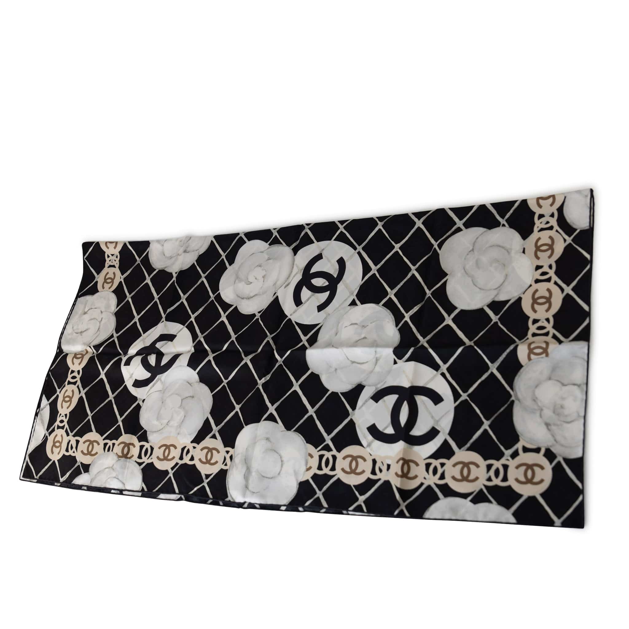 CHANEL Scarf Black CC Square Scarf Black -Knockoff
