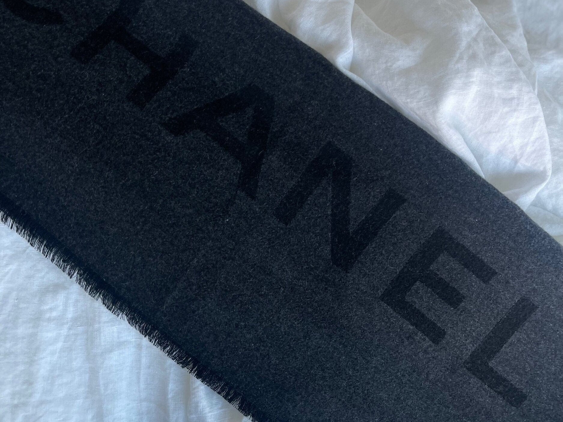 CHANEL Scarf Black Chanel Cashmere Scarf - Black -Knockoff
