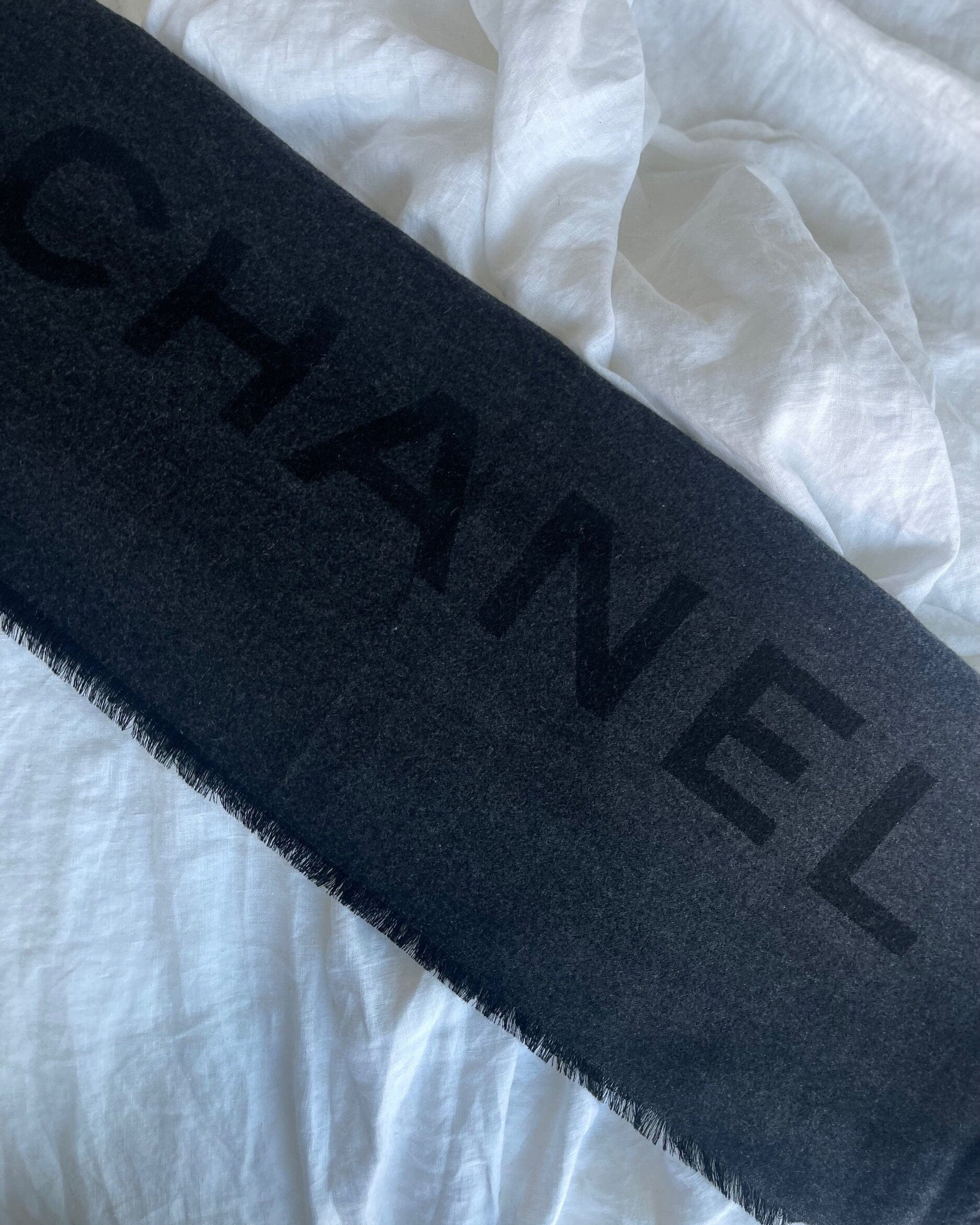 CHANEL Scarf Black Chanel Cashmere Scarf - Black -Knockoff
