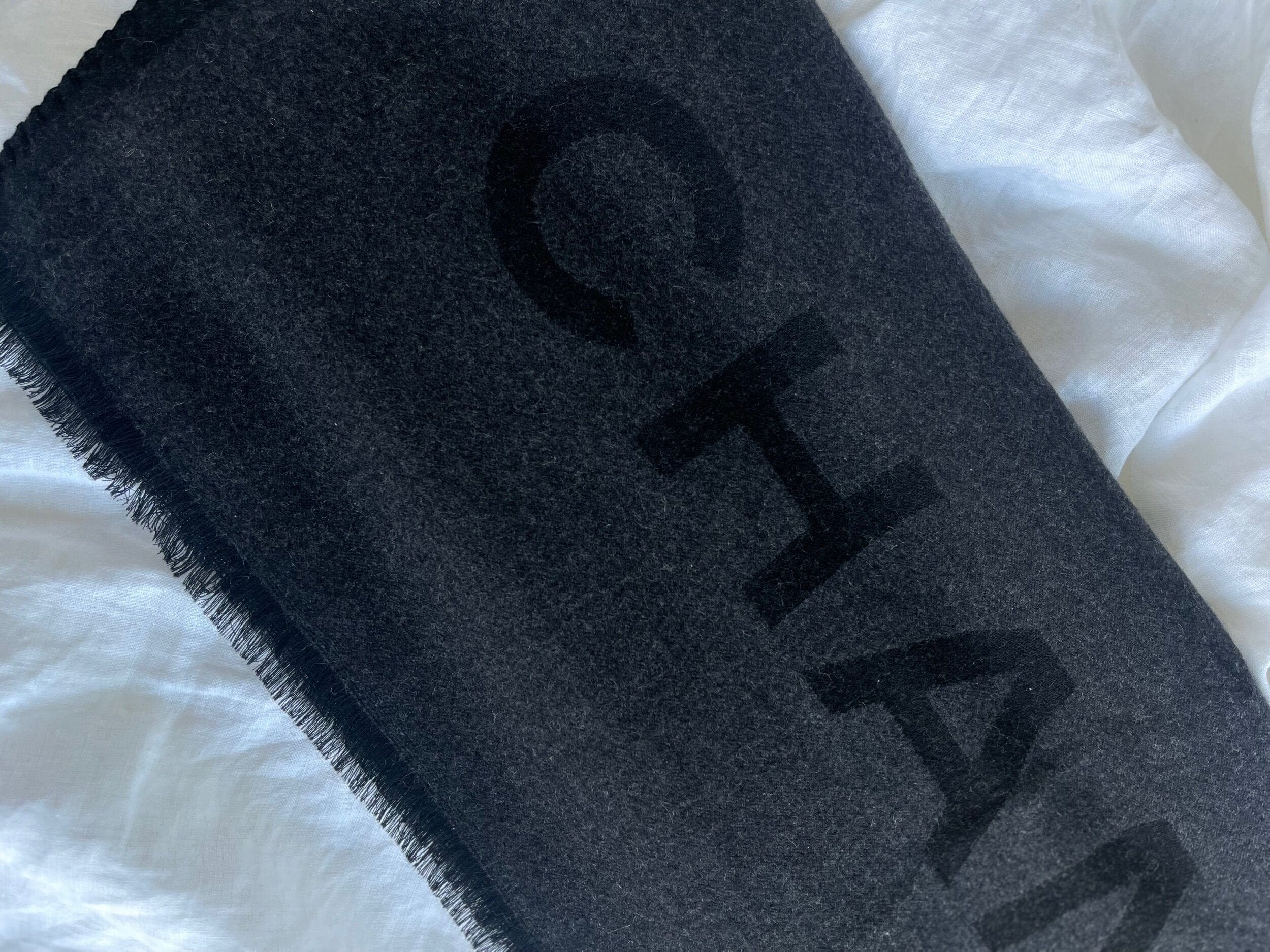 CHANEL Scarf Black Chanel Cashmere Scarf - Black -Knockoff
