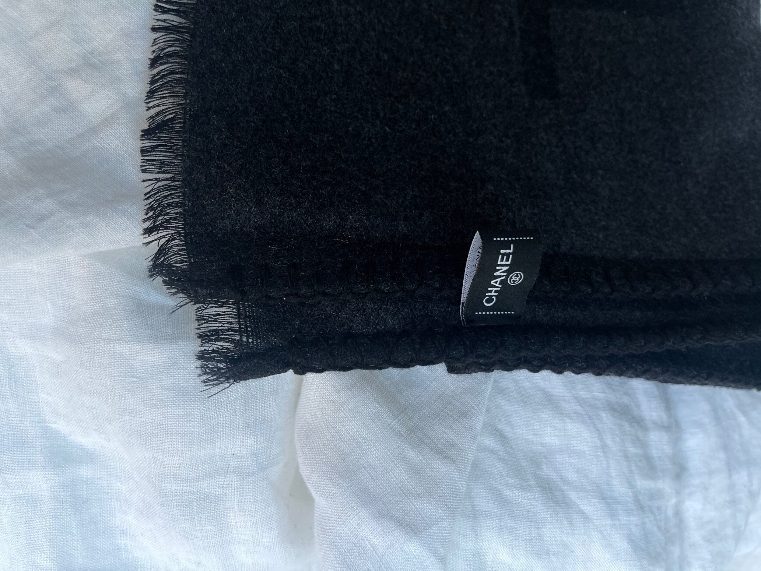 CHANEL Scarf Black Chanel Cashmere Scarf - Black -Knockoff
