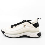 CHANEL Sneakers White Chanel Fabric Calfskin Suede CC Sneakers White ( Size 39.5) -Knockoff
