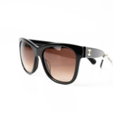 CHANEL Sunglasses Black Dark Brown CC Sunglasses 5380-A -Knockoff
