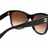 CHANEL Sunglasses Black Dark Brown CC Sunglasses 5380-A -Knockoff
