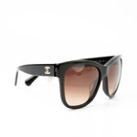 CHANEL Sunglasses Black Dark Brown CC Sunglasses 5380-A -Knockoff
