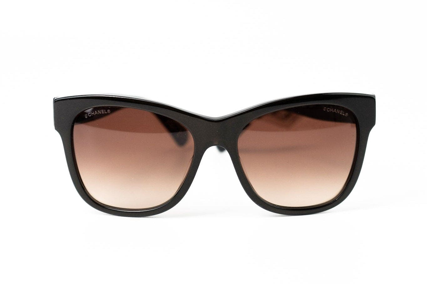 CHANEL Sunglasses Black Dark Brown CC Sunglasses 5380-A -Knockoff
