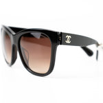 CHANEL Sunglasses Black Dark Brown CC Sunglasses 5380-A -Knockoff
