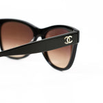 CHANEL Sunglasses Black Dark Brown CC Sunglasses 5380-A -Knockoff
