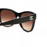 CHANEL Sunglasses Black Dark Brown CC Sunglasses 5380-A -Knockoff
