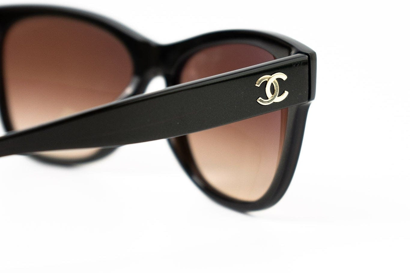 CHANEL Sunglasses Black Dark Brown CC Sunglasses 5380-A -Knockoff
