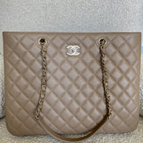 CHANEL Tote 22A Dark Beige Caviar Quilted Shopping tote Large LGHW -Knockoff
