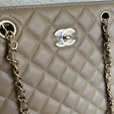 CHANEL Tote 22A Dark Beige Caviar Quilted Shopping tote Large LGHW -Knockoff
