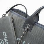 CHANEL Tote 22A Grey Deauville Shopping Tote Small Silver Hardware -Knockoff
