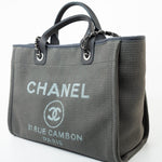 CHANEL Tote 22A Grey Deauville Shopping Tote Small Silver Hardware -Knockoff
