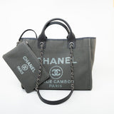 CHANEL Tote 22A Grey Deauville Shopping Tote Small Silver Hardware -Knockoff
