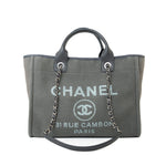 CHANEL Tote 22A Grey Deauville Shopping Tote Small Silver Hardware -Knockoff
