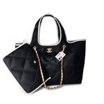 CHANEL Tote 23M Coco Maxi Beach Shopping Tote Black Quilted -Knockoff
