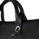 CHANEL Tote Black Caviar Studded Deauville Tote Medium/ Large Light Gold Hardware -Knockoff
