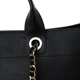 CHANEL Tote Black Caviar Studded Deauville Tote Medium/ Large Light Gold Hardware -Knockoff
