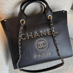 CHANEL Tote Chanel 20P Small/ Medium Deauville Shopping Tote Studded LGHW -Knockoff
