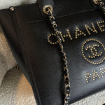 CHANEL Tote Chanel 20P Small/ Medium Deauville Shopping Tote Studded LGHW -Knockoff
