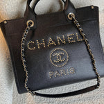 CHANEL Tote Chanel 20P Small/ Medium Deauville Shopping Tote Studded LGHW -Knockoff
