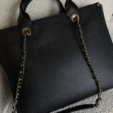 CHANEL Tote Chanel 20P Small/ Medium Deauville Shopping Tote Studded LGHW -Knockoff
