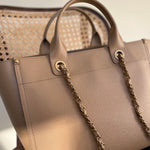 CHANEL Tote CHANEL LIGHT BEIGE MEDIUM DEAUVILLE SHOPPING TOTE STUDDED AGED HARDWARE -Knockoff
