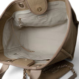 CHANEL Tote Deauville / Beige 22A Dark Beige Deauville Tote Mixed Fibers and Calfskin Light Gold Hardware -Knockoff
