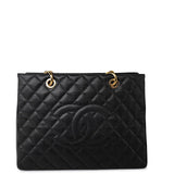 CHANEL Tote Grand Shopping Tote (GST) Black Caviar Quilted Gold Hardware -Knockoff
