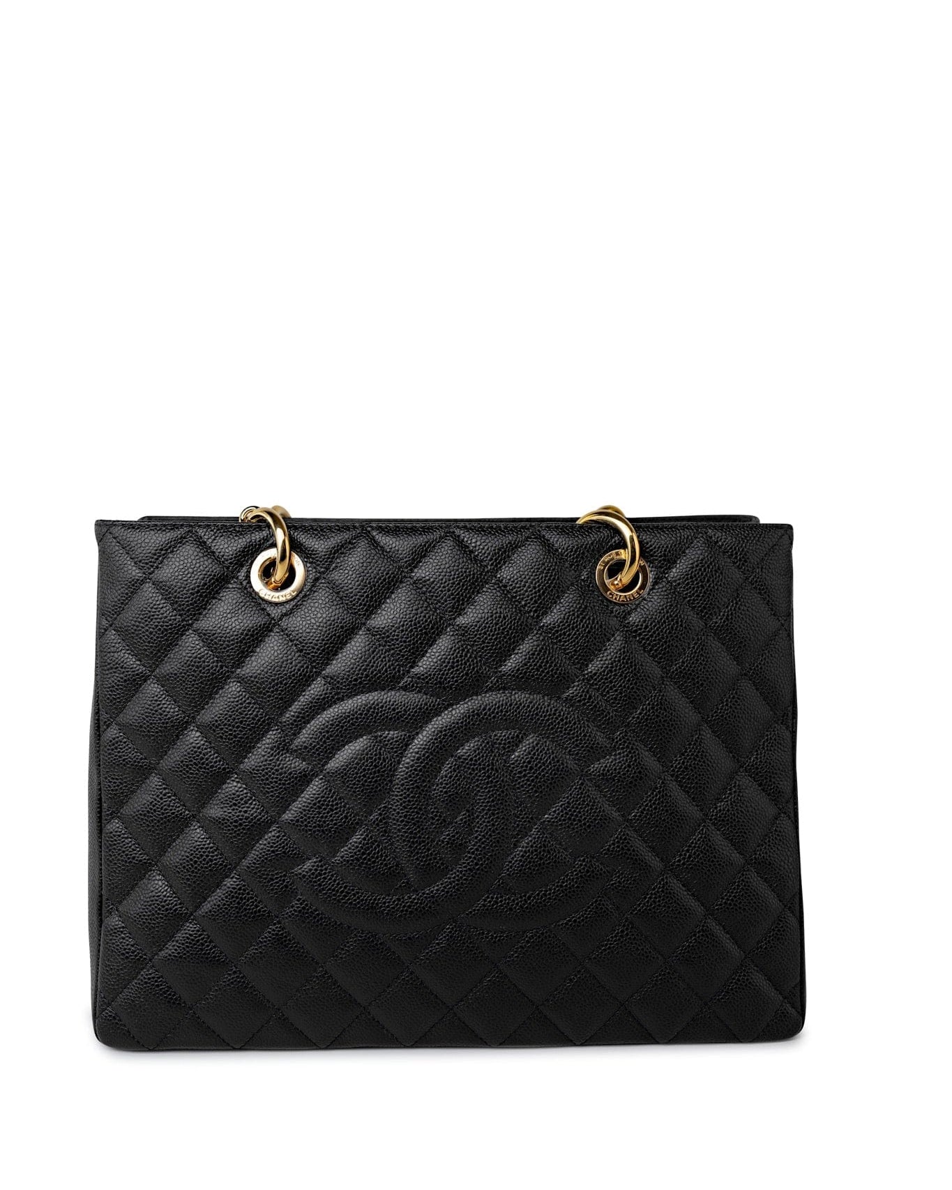 CHANEL Tote Grand Shopping Tote (GST) Black Caviar Quilted Gold Hardware -Knockoff
