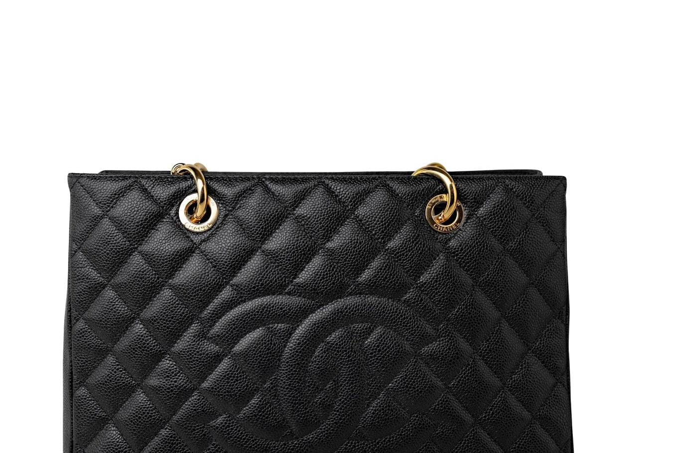 CHANEL Tote Grand Shopping Tote (GST) Black Caviar Quilted Gold Hardware -Knockoff
