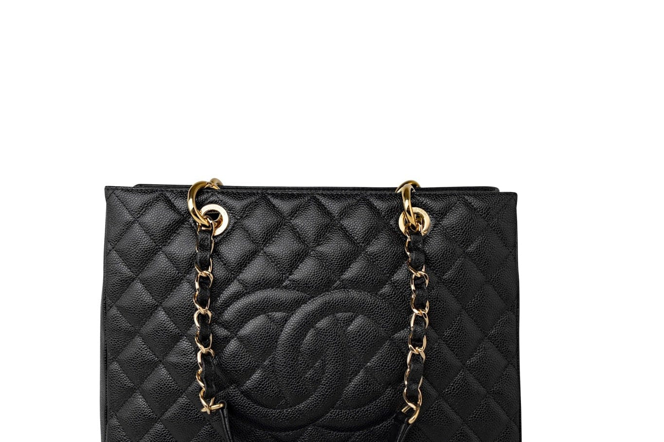 CHANEL Tote Grand Shopping Tote (GST) Black Caviar Quilted Gold Hardware -Knockoff
