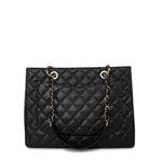 CHANEL Tote Grand Shopping Tote (GST) Black Caviar Quilted Gold Hardware -Knockoff
