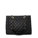 CHANEL Tote Grand Shopping Tote (GST) Black Caviar Quilted Gold Hardware -Knockoff
