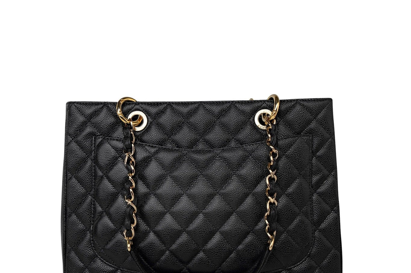 CHANEL Tote Grand Shopping Tote (GST) Black Caviar Quilted Gold Hardware -Knockoff
