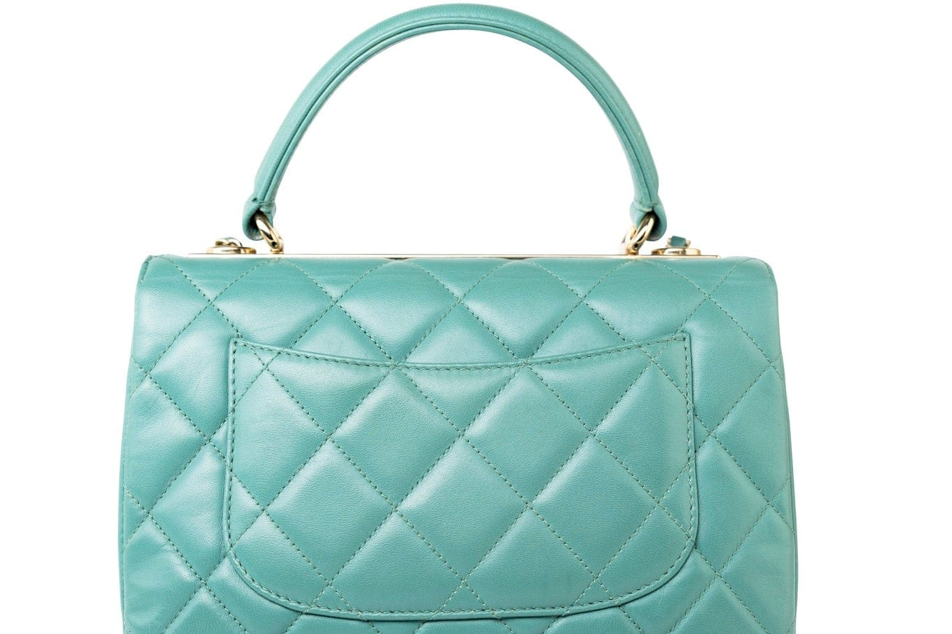 CHANEL Tote Green Trendy CC Green Lambskin Quilted Light Gold Hardware -Knockoff
