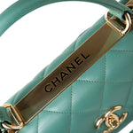 CHANEL Tote Green Trendy CC Green Lambskin Quilted Light Gold Hardware -Knockoff
