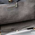 CHANEL Tote Grey Caviar Studded Deauville Tote Light Gold Hardware -Knockoff
