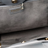 CHANEL Tote Grey Caviar Studded Deauville Tote Light Gold Hardware -Knockoff
