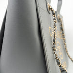 CHANEL Tote Grey Caviar Studded Deauville Tote Light Gold Hardware -Knockoff
