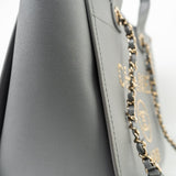 CHANEL Tote Grey Caviar Studded Deauville Tote Light Gold Hardware -Knockoff
