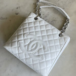 CHANEL Tote White Caviar Quilted Petite Shopping Tote -Knockoff
