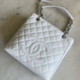 CHANEL Tote White Caviar Quilted Petite Shopping Tote -Knockoff
