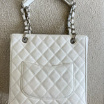 CHANEL Tote White Caviar Quilted Petite Shopping Tote -Knockoff
