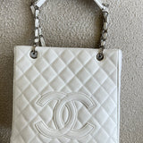 CHANEL Tote White Caviar Quilted Petite Shopping Tote -Knockoff
